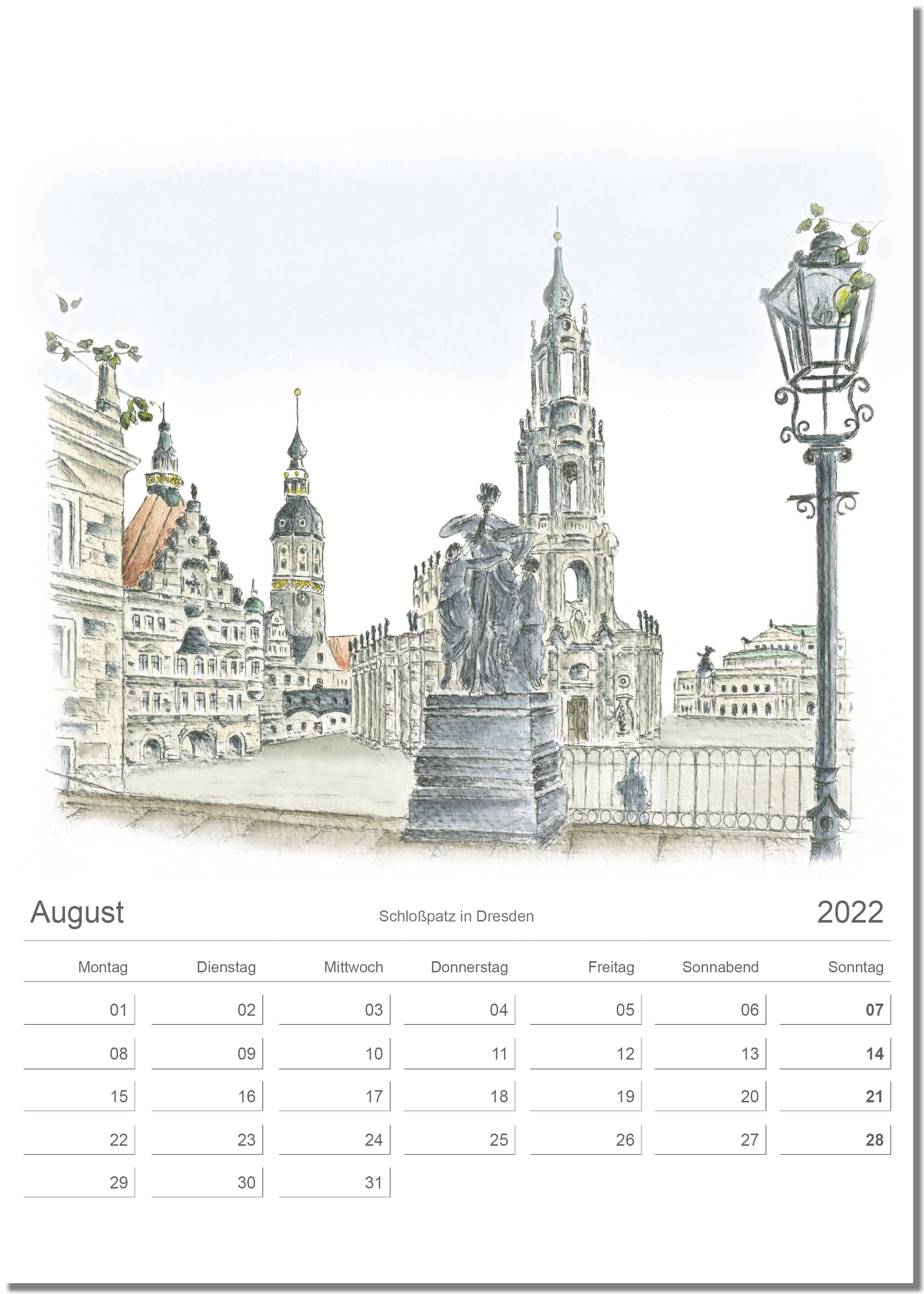 Kalender Dresden August 2022